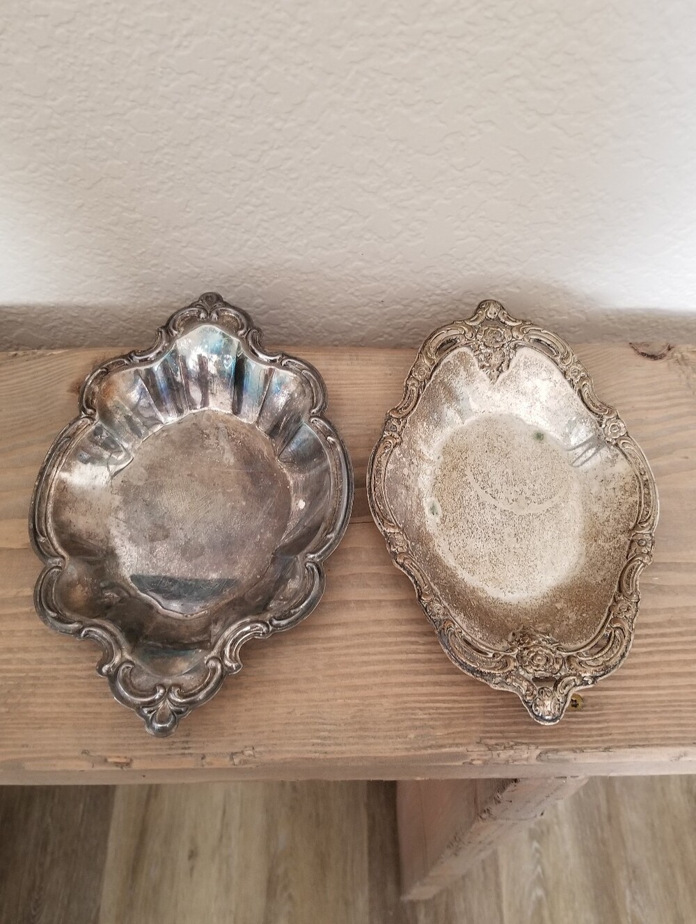Vintage Lot of 2 Silverplate Ornate Decorative Dishes Cash Dish